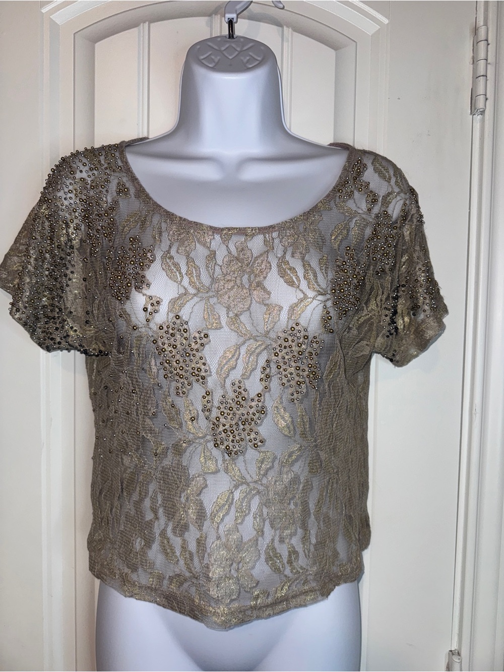 Gold Lace Beaded Top regency victorian romantic festival